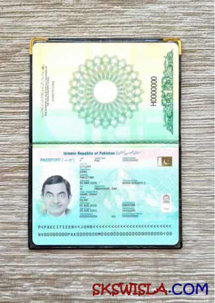 Pakistan paszport 2023-obecnie fotowygląd, skan i fotorealistyczny snapshot, 2 w 1